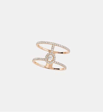 Bague diamant 2 rangs pavés en or rose - Messika - Or rose