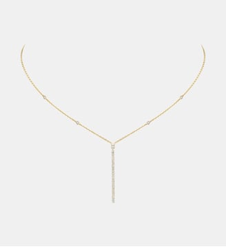 Collier diamant barrette verticale en or jaune Messika