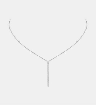 Collier diamant barrette verticale en or blanc Messika