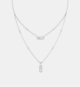 Collier diamant pavé 2 rangs en or blanc - Messika - Or blanc