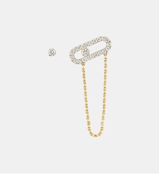 Boucles d'oreilles asymétriques diamant en or jaune - Messika - Or jaune