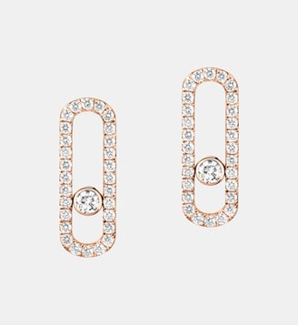 Boucles d'oreilles pavées diamant en or rose - Messika - Or rose