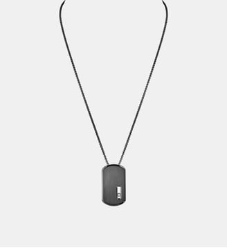 Collier pendentif diamant titane graphite - Grand modèle - Messika - Graphite