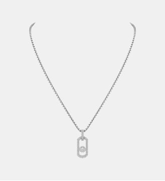 Collier pendentif diamant pavé en titane naturel Messika