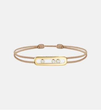 Bracelet cordon beige et or jaune - Messika - Or jaune