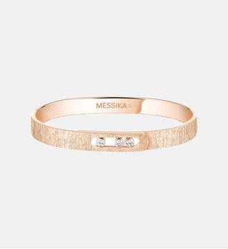 Bracelet jonc diamant en or rose ciselé - Messika - Or rose