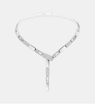 Collier cravate diamant en or blanc - Petit modèle - Messika - Or blanc