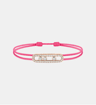 Bracelet cordon rose pavé or rose - Messika - Or rose