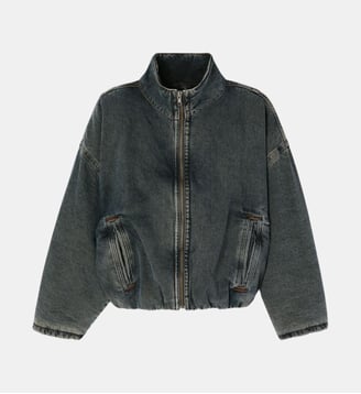 Bomber court en jean - American Vintage - Bleu et noir
