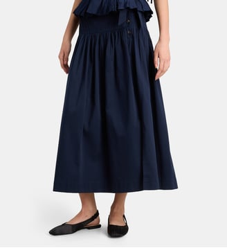 Jupe midi Josie en coton bio - Damson Madder - Bleu marine