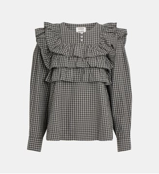 Blouse Shay à carreaux coton bio - Damson Madder - Noir et kaki