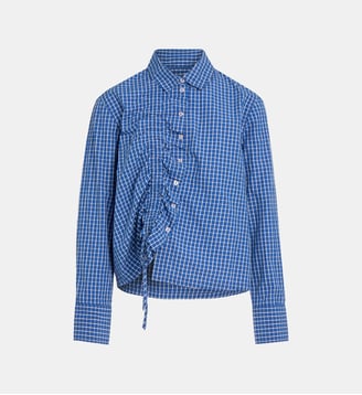 Chemise Talia à Fronces coton bio - Damson Madder - Blue
