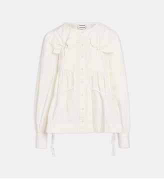 Blouse Lettie à noeuds coton organique - Damson Madder - White