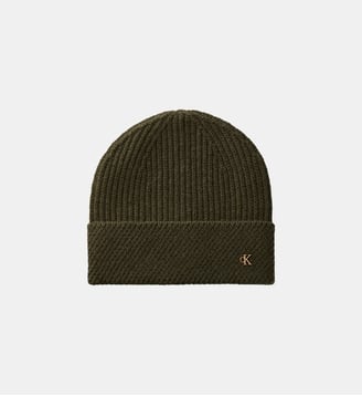 Bonnet laine mélangée monogramme - Calvin Klein - Kaki