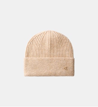 Bonnet laine mélangée monogramme - Calvin Klein - Beige moyen