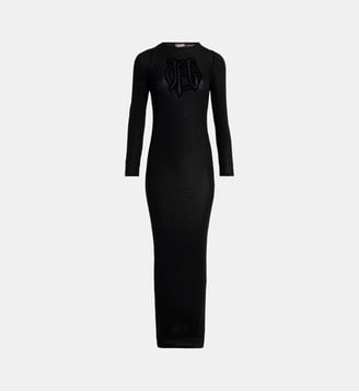 Robe longue ajustée en mesh logo - Jean Paul Gaultier - Noir