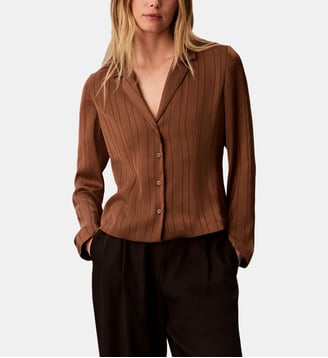 Chemise slim texturée - Calvin Klein - Marron