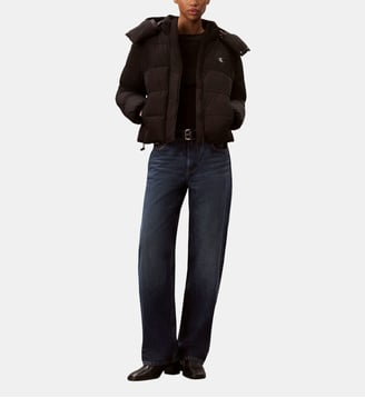 Doudoune courte droite matelassée zippée capuche - Calvin Klein - Noir