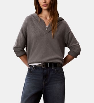 Pull hoodie Chunky QZ - Calvin Klein - Gris
