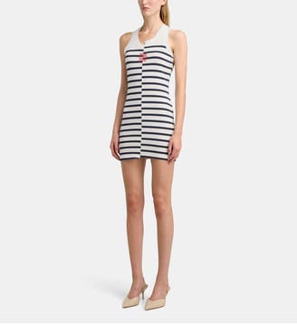 Robe débardeur marinière courte asymétrique - Jean Paul Gaultier - Blanc et bleu marine