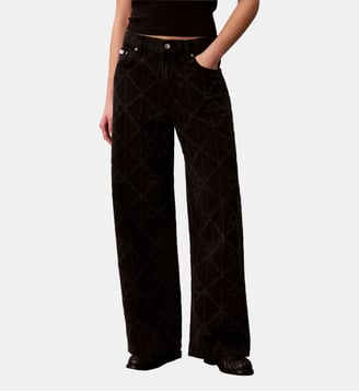 Jean baggy large monogramme taille basse - Calvin Klein - Noir