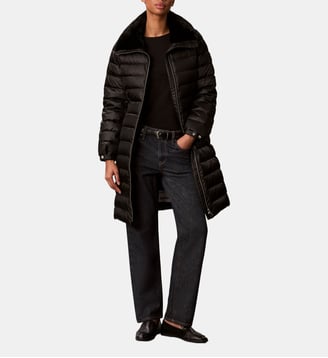 Doudoune mi longue zippée col effet fourrure - Calvin Klein - Noir