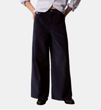 Pantalon Wide en velours côtelé - Calvin Klein - Bleu marine