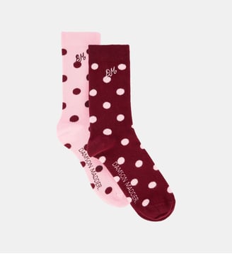 Lot de 2 paires de chaussettes pois - Damson Madder - Rose et rouge