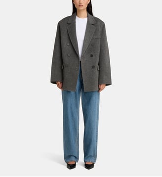 Manteau court droit Sali laine - Anine Bing - Dark grey