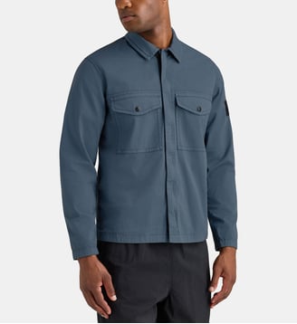 Chemise épaisse zippée signature en coton mélangé - Stone Island - Bleu chiné