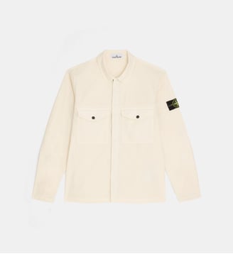 Chemise épaisse zippée signature en coton mélangé - Stone Island - Ivoire