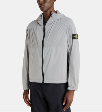 Coupe-vent zippé à capuche - Stone Island - Gris clair