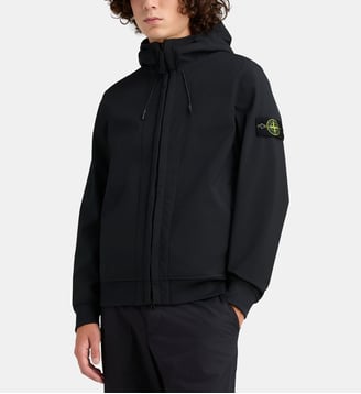 Blouson Biker droit à capuche - Stone Island - Noir