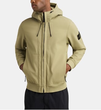 Blouson Biker droit à capuche - Stone Island - Vert sauge