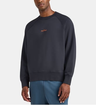 Sweat droit signature coton - Stone Island - Bleu marine