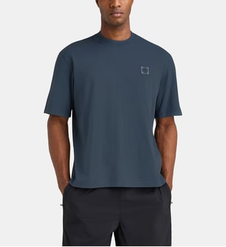 T-shirt droit patch signature coton - Stone Island - Bleu