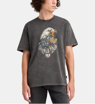T-shirt droit coton délavé - Replay - Noir moyen