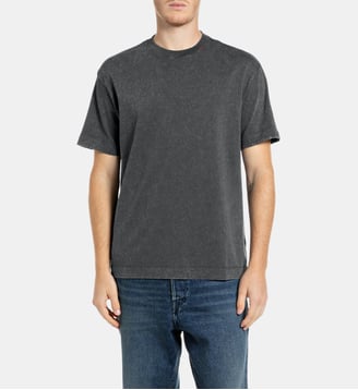 T-shirt droit coton effet délavé - Replay - Noir clair