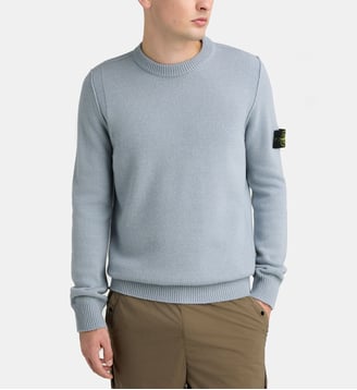 Pull droit signature laine vierge  - Stone Island - Gris clair