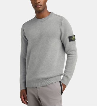 Pull droit signature laine vierge  - Stone Island - Gris