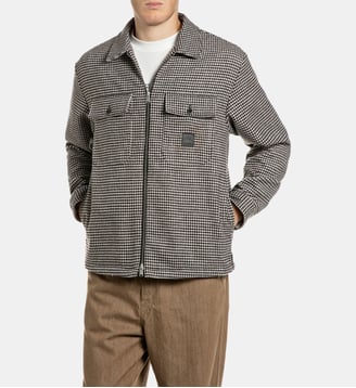 Veste droite zippé imprimé pied-de-poule - Replay - Marron et blanc