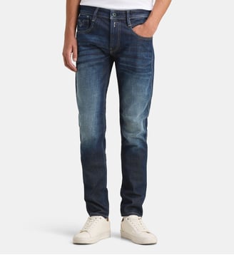 Jean slim Anbass en denim de coton - Replay - Bleu marine