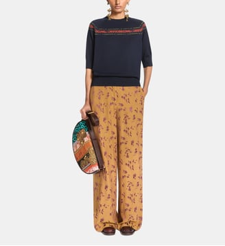 Pantalon large en jacquard - Dries Van Noten - Ocre