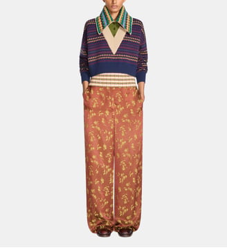 Pantalon large en jacquard - Dries Van Noten - Rust