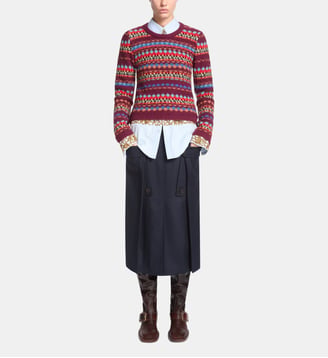 Pull en laine Jacquard - Dries Van Noten - Bordeaux