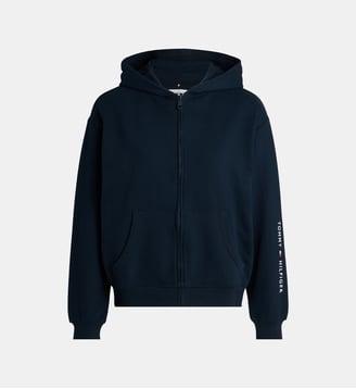 Sweat zippé à capuche en coton - Tommy Hilfiger - Bleu marine