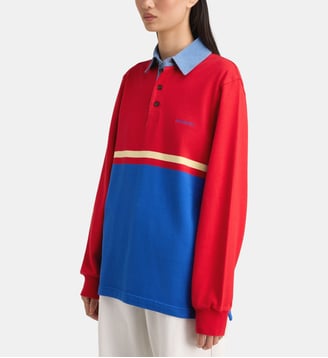 Polo maille à col contrastant - JW Anderson - Rouge et bleu