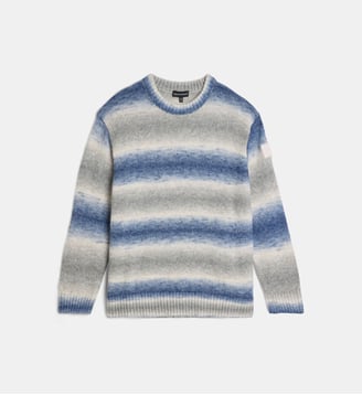 Pull en coton mélangé - Emporio Armani Junior - Bleu et gris