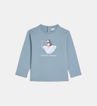 T-shirt droit pingouin - Emporio Armani Junior - Bleu clair
