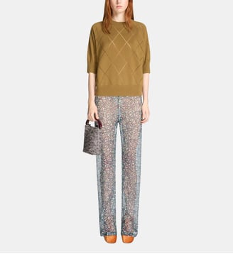Pantalon large en soie - Dries Van Noten - Bleu